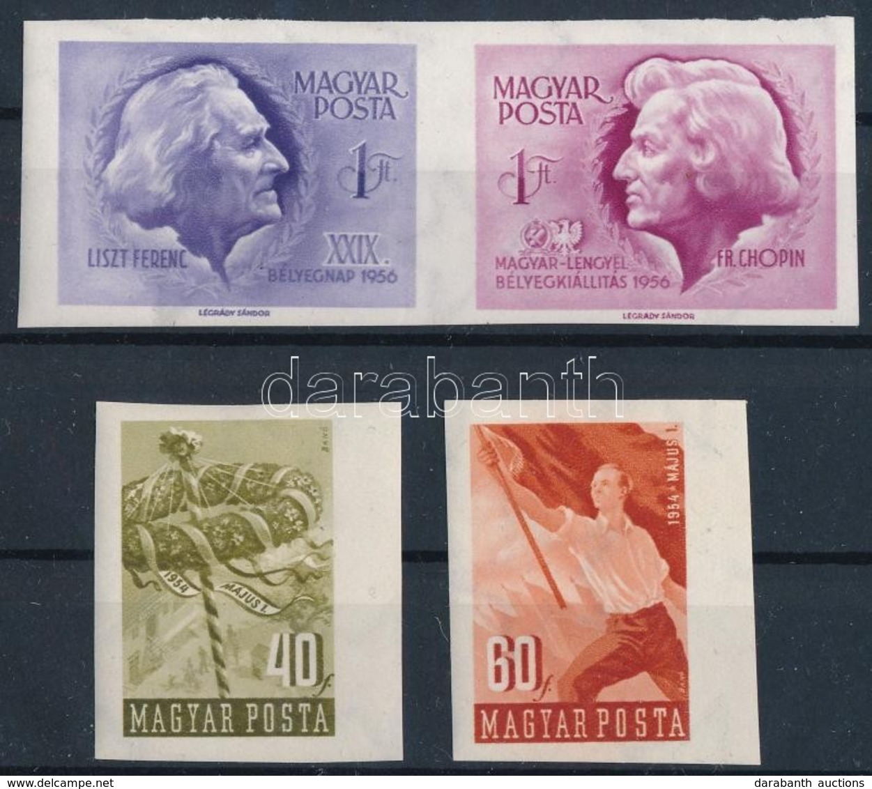 * 1954-1956 Május 1. (V.)  és Bélyegnap (29.) Vágott  (13.000) - Autres & Non Classés