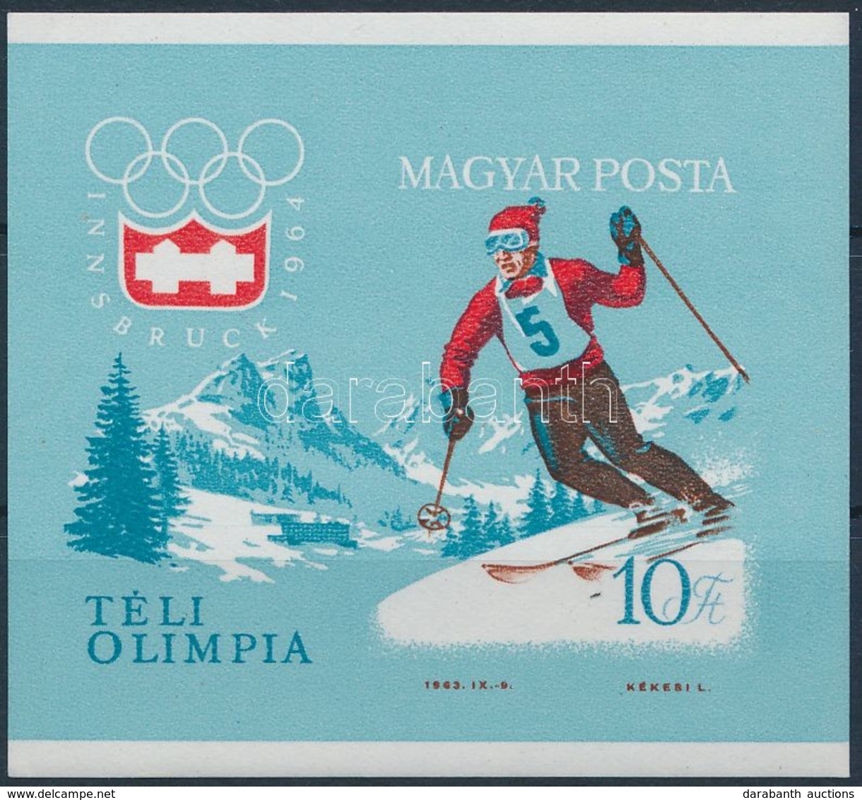 ** 1964 Téli Olimpia (II.) - Innsbruck Vágott Blokk (6.000) - Otros & Sin Clasificación