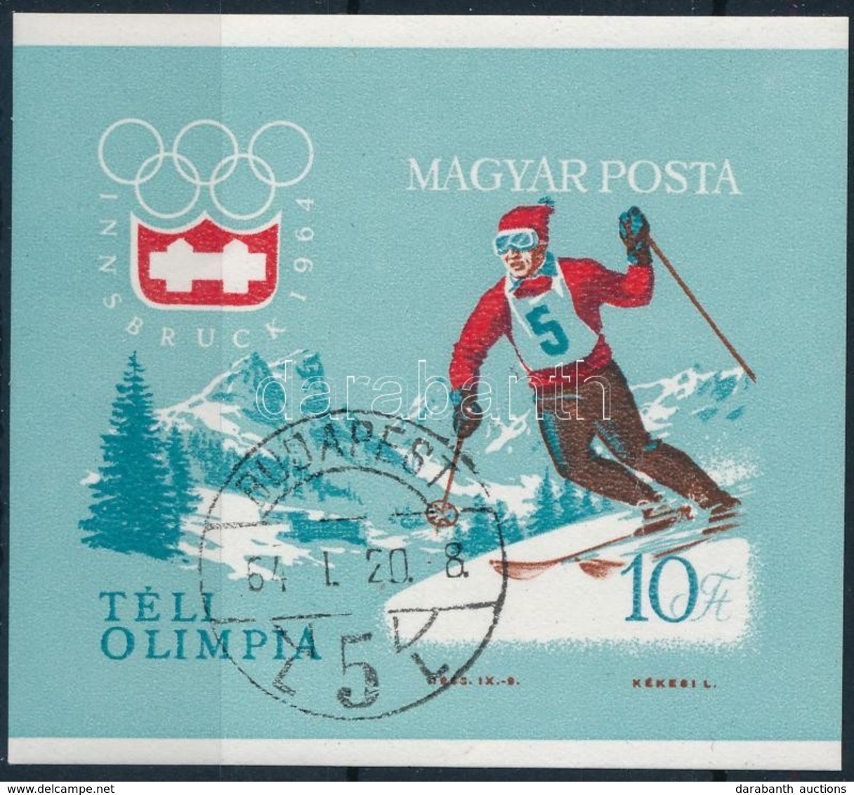 O 1964 Téli Olimpia Vágott Blokk (6.000) - Otros & Sin Clasificación