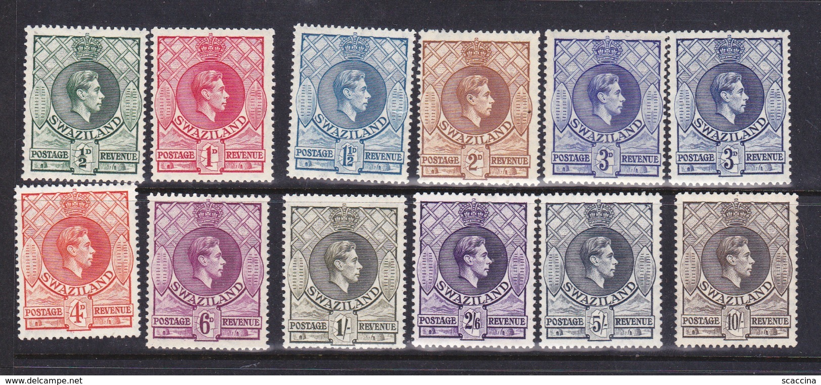 Swaziland    1938 Re Giorgio  VI   Serie Cpl. 12  Val .S.G.28-38 A +32 A  MNH **(il 38a MLH*) - Swaziland (...-1967)