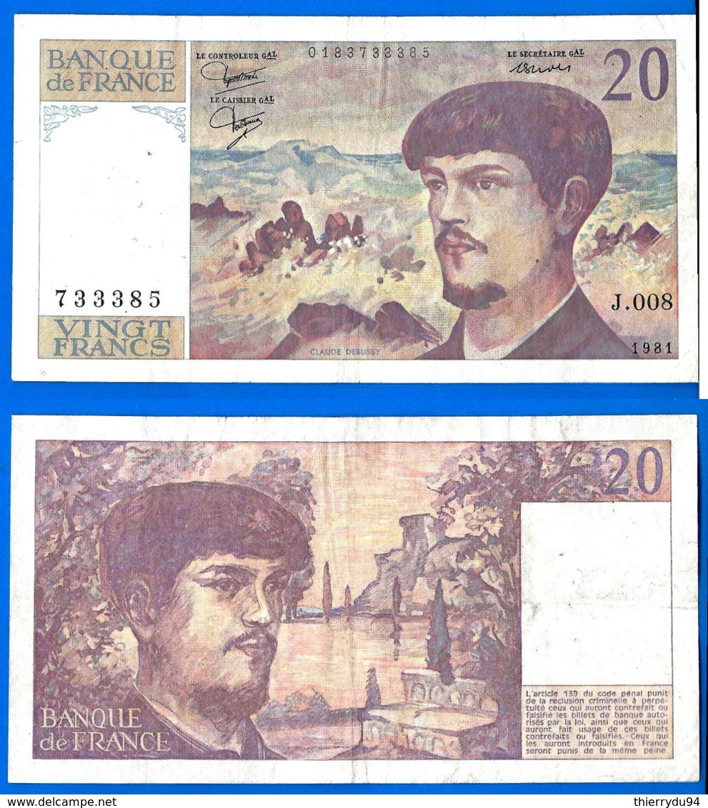 France 20 Francs 1981 Serix J 008 Que Prix + Port Debussy Franc Frcs Frs Paypal Bitcoin OK - 20 F 1980-1997 ''Debussy''
