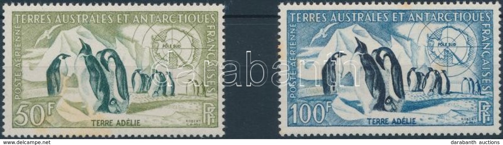 ** Francia Antarktisz 1956 Állatok Sor Mi 8-9 (Mi EUR 100.-)(rozsda / Stain) - Sonstige & Ohne Zuordnung