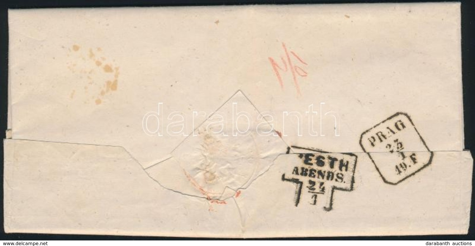 1861 'PESTH ABENDS' érkezési Bélyegzés Levélen / Arrival Postmark On Cover From Przibram - Other & Unclassified