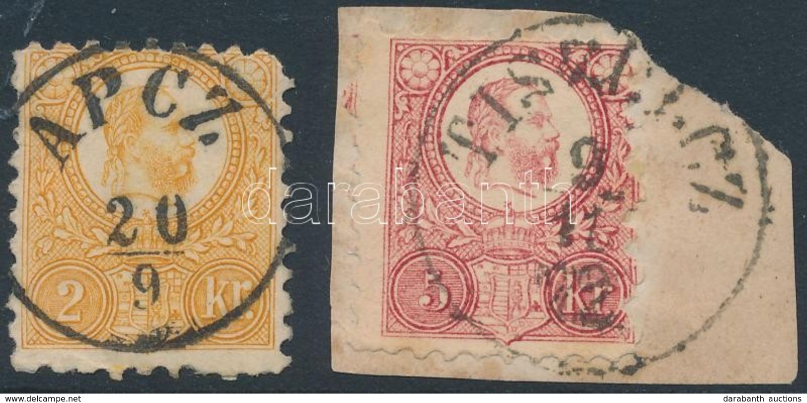 O 1871 Réznyomat 2kr + 5kr ,,APCZ' + ,,TISZOLCZ' (Gudlin 750 Pont) - Sonstige & Ohne Zuordnung