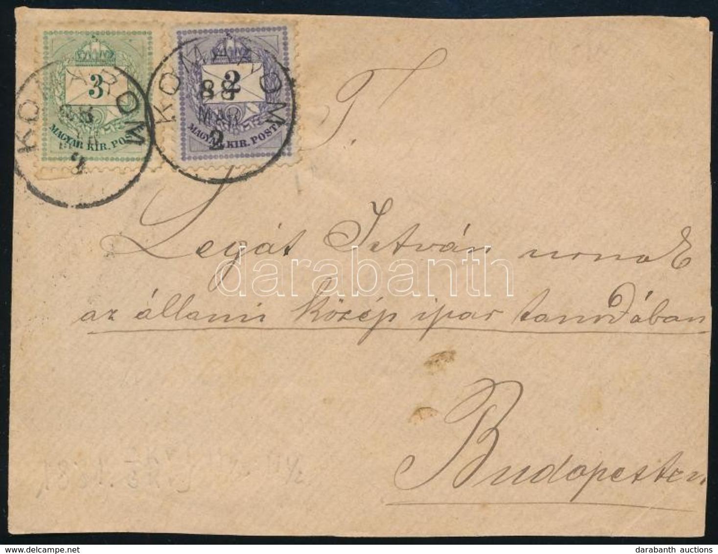 1888 2kr + 3kr Levélen 'KOMÁROM' - Other & Unclassified