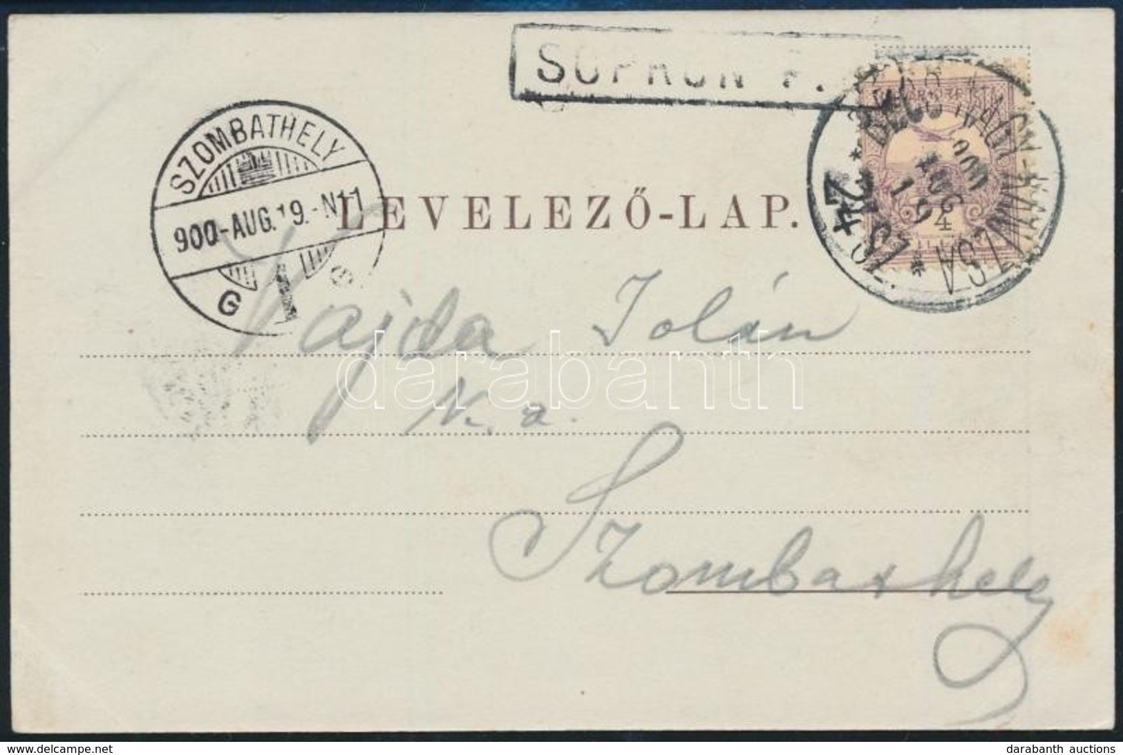 1900 Sopron Várkerület Képeslap 'SOPRON' Pályaudvari + 'BÉCS-NAGY-KANIZSA' Mozgóposta Bélyegzéssel - Other & Unclassified