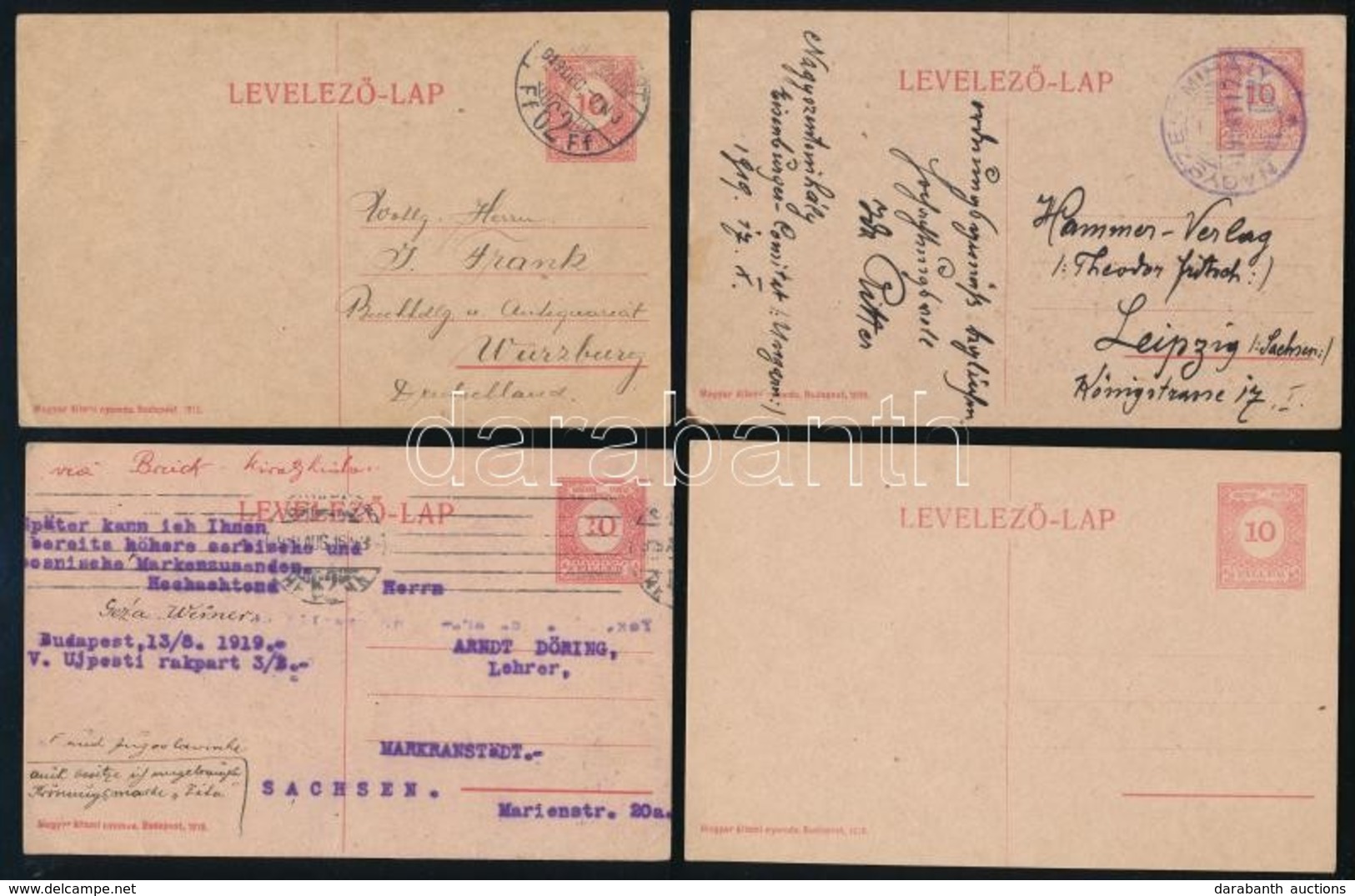 1919 3 Használt + 1 Használatlan Díjjegyes Levelezőlap 81 Közte Lemezhibásak - Other & Unclassified