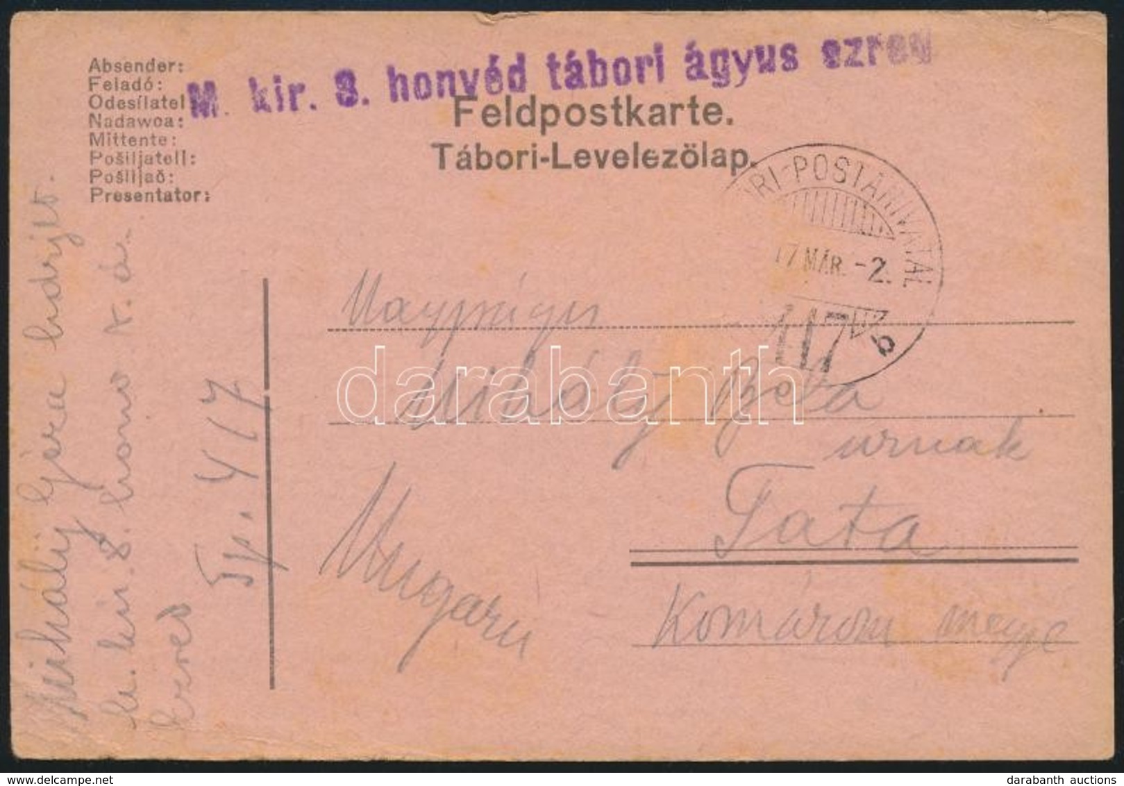 1917 Tábori Posta Levelezőlap / Field Postcard 'M.kir. 3. Honvéd Tábori ágyus Ezred' + 'TP 417 B' - Andere & Zonder Classificatie