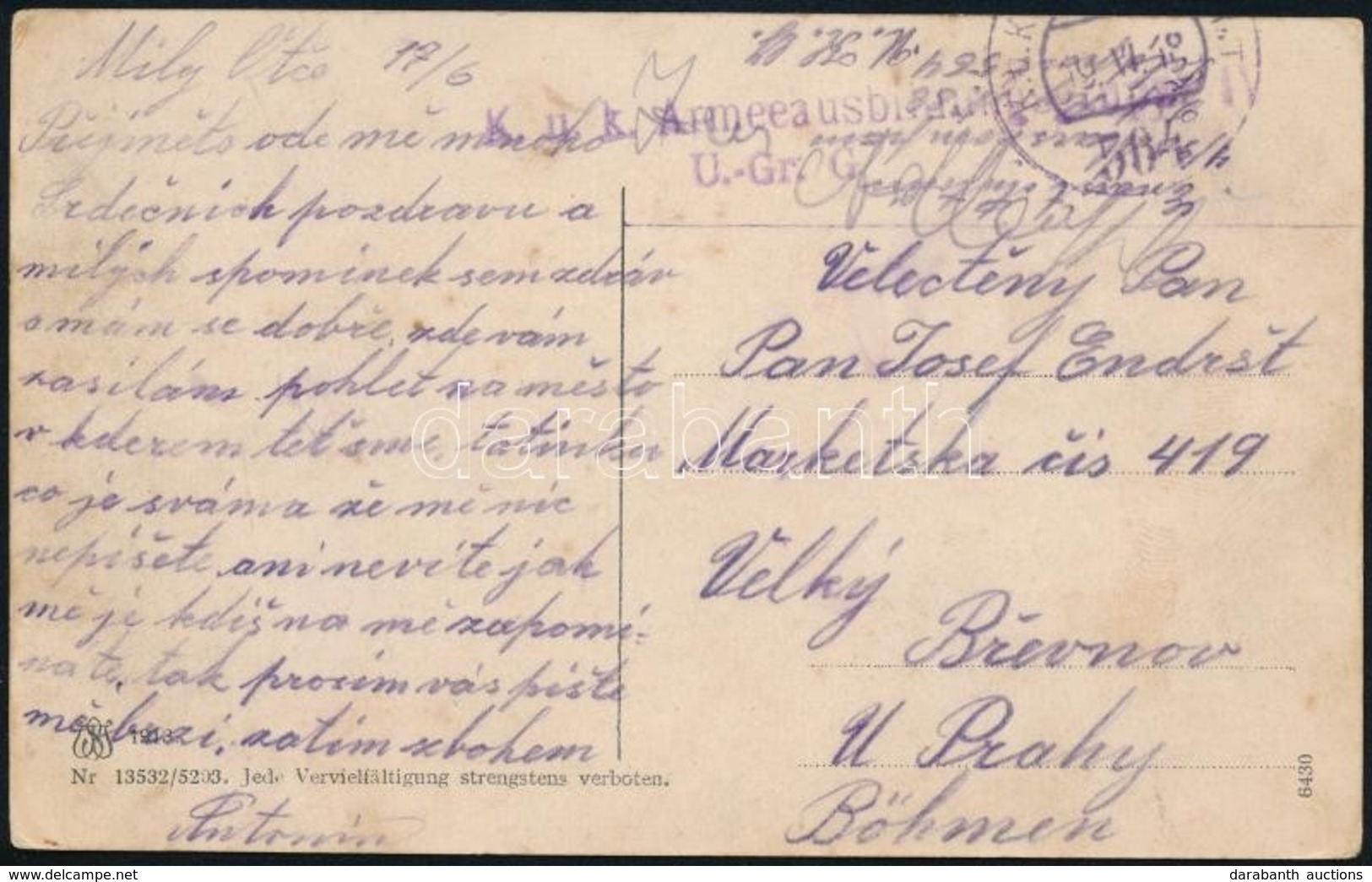 1918 Tábori Posta Képeslap / Field Postcard 'K.u.k. Armeeaus...' + 'FP 564' - Andere & Zonder Classificatie