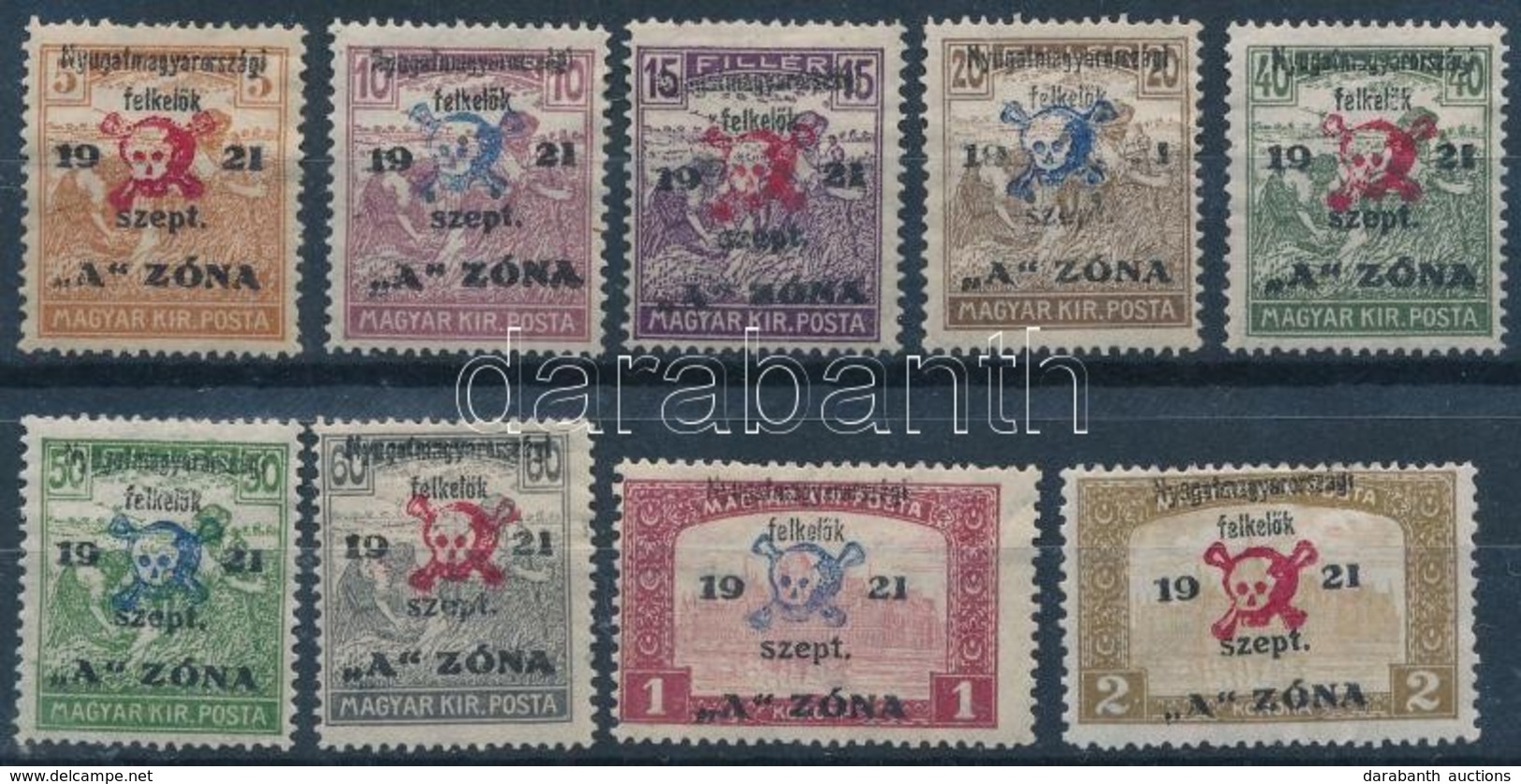 * Nyugat-Magyarország (II.) 1921 Teljes Sor, Garancia Nélkül (210.000) (20f Jobb Oldalt Kis Szakadás) - Sonstige & Ohne Zuordnung
