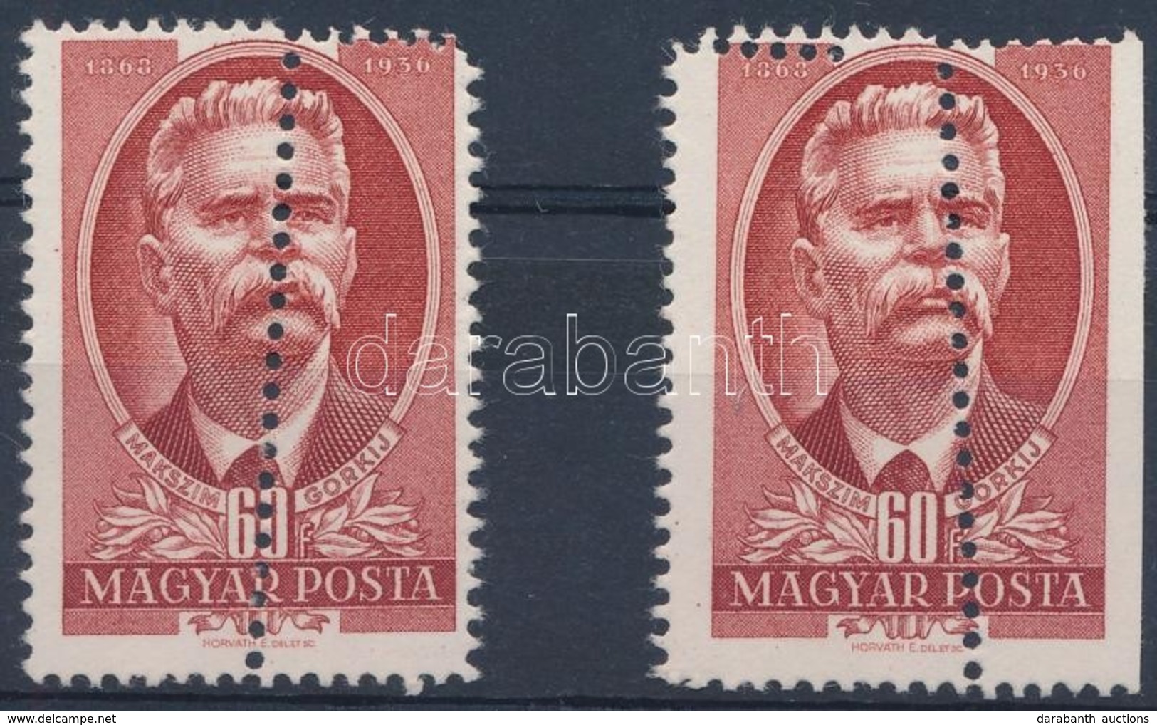 (*) 1951 Maxim Gorkij 2 X 60f Fogazási Rendellenességgel, Az Egyik Egy Oldalon Fogazatlan - Autres & Non Classés