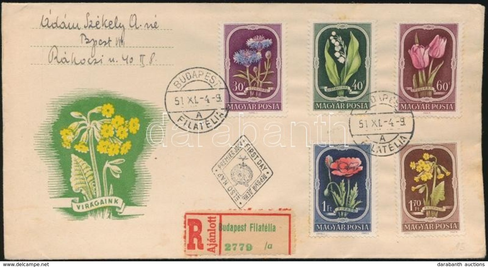 1951 Virág Sor Ajánlott FDC-n - Andere & Zonder Classificatie