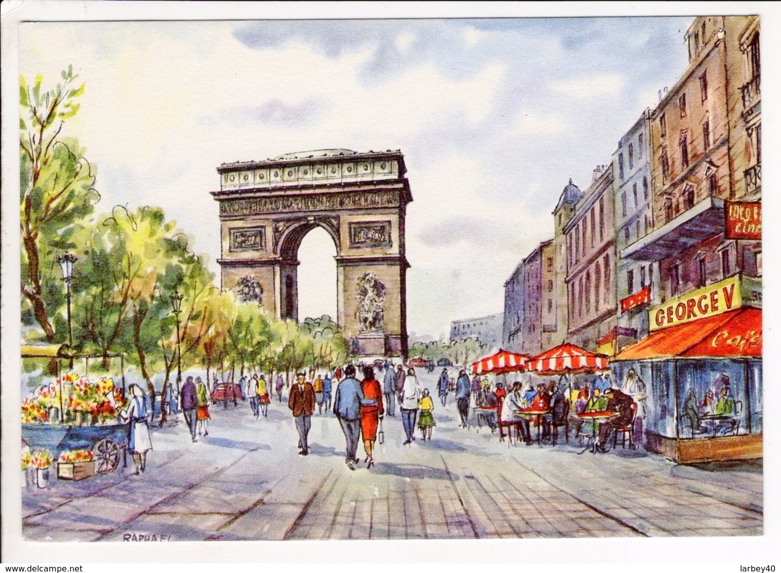 Cp Illustrateur Raphael Champs Elysees Arc De Triomphe - Sonstige & Ohne Zuordnung