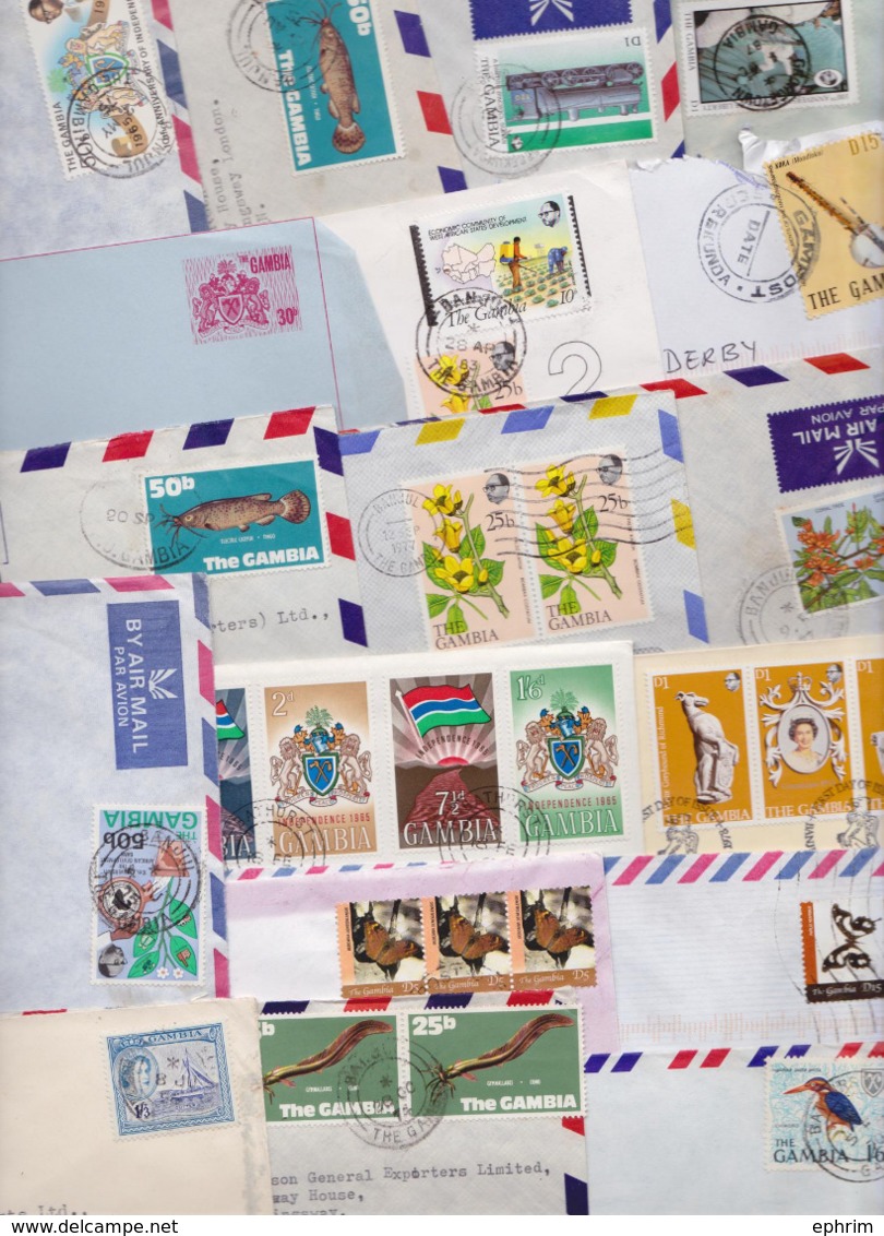 GAMBIE GAMBIA - Lot De Varié 100 Enveloppes Et Cartes Postales Timbrées Cover Mail Batch Of Letters Papillon Butterfly - Gambie (1965-...)