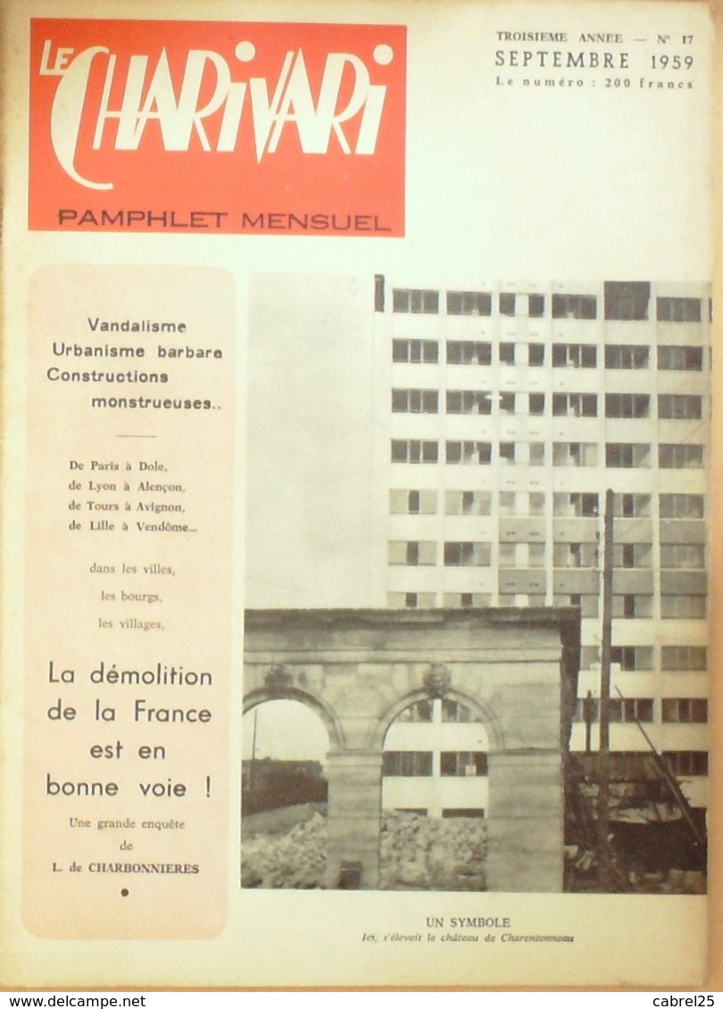 LE CHARIVARI-1960-17-LOUIS De CHARBONNIERES-Gal SERRIGNY-DEMOLITION De La FRANCE (détail Annexé) - Allgemeine Literatur