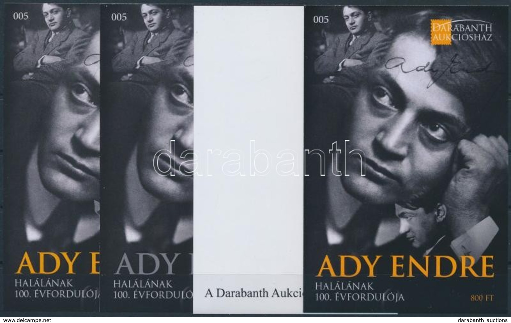 ** 2019 Ady Endre Halálának 100. évfordulója 4 Db-os Emlékív Garnitúra Azonos Sorszámmal No 005 - Andere & Zonder Classificatie