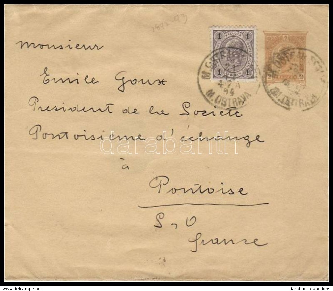 1894 Díjkiegészített Címszalag Franciországba /  Moravia 1894 PS Newspaper Wrapper  With Additional Franking To France - Other & Unclassified