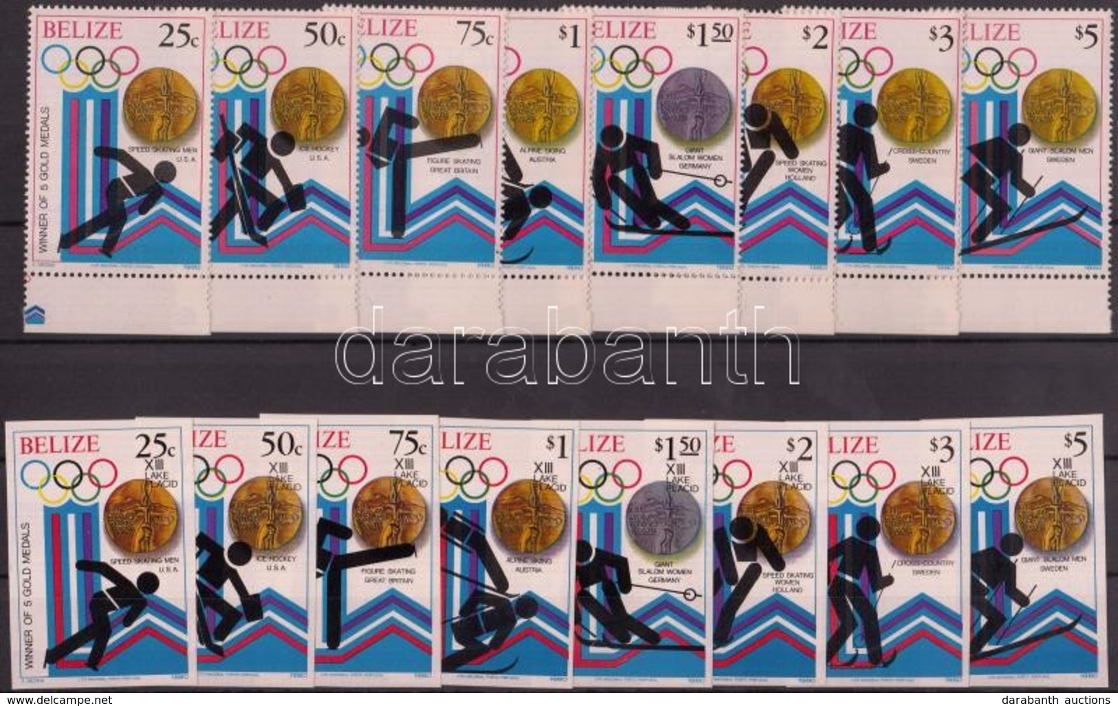 ** 1980 Téli Olimpia érmesei Fogazott és Vágott Sor Mi 501-508 A-B - Autres & Non Classés