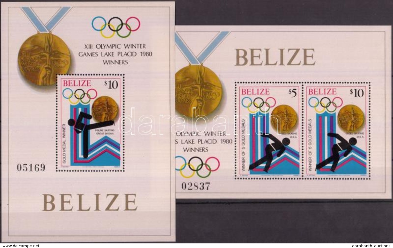 ** 1980 Téli Olimpia érmesei 2 Sor Mi 501-508 Szelvényes Hármascsíkokban + Blokksor 20-21 - Andere & Zonder Classificatie