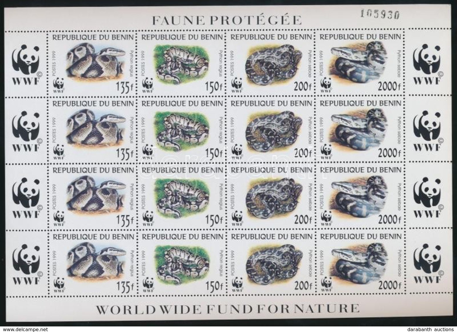 ** 1999 WWF: Pitonfélék Sor Kisív Mi 1159-1162 - Autres & Non Classés