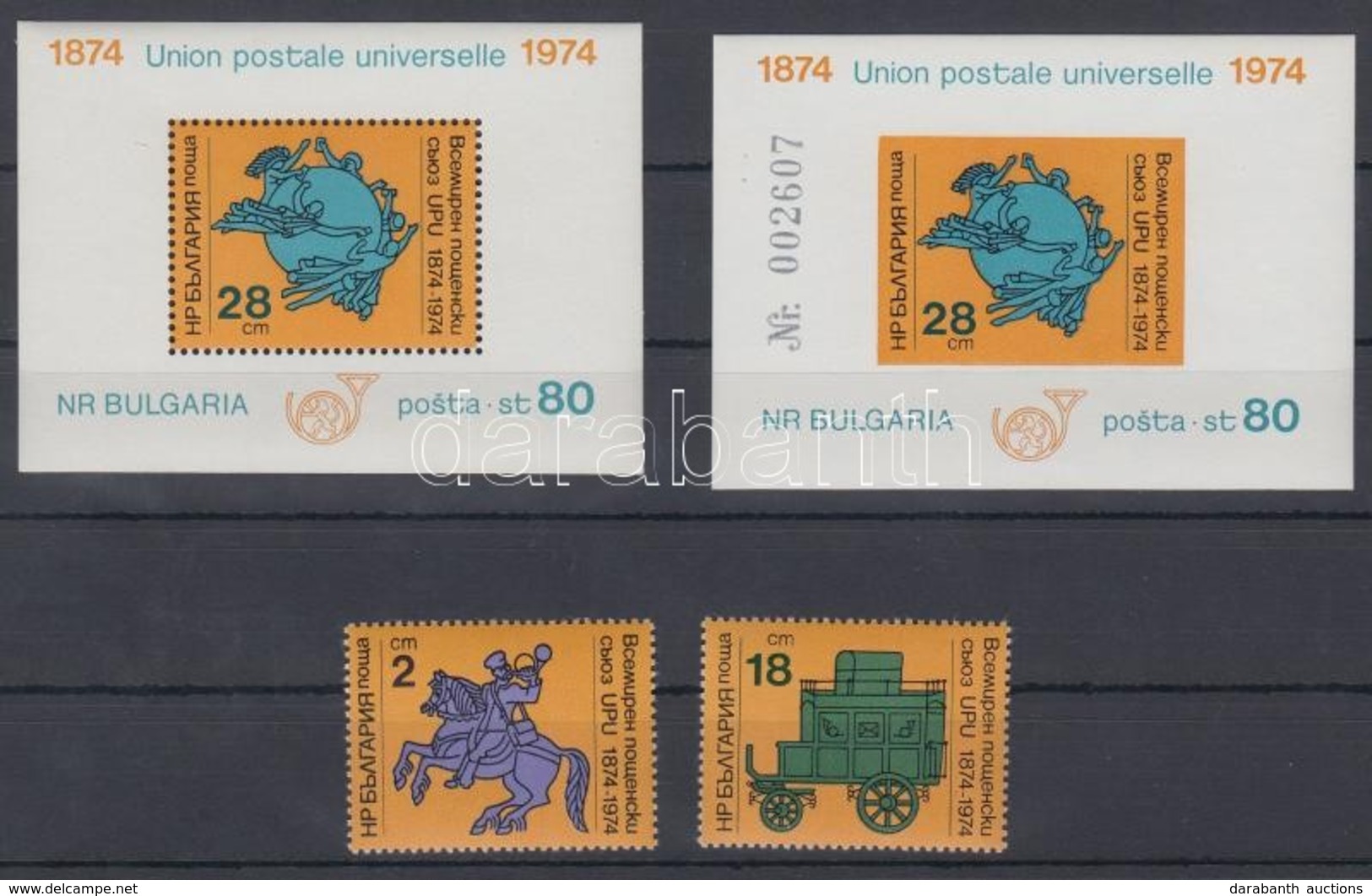 ** 1974 100 éves Az UPU Mi 2362-2363 + Blokk 52 Fogazott és Vágott - Andere & Zonder Classificatie