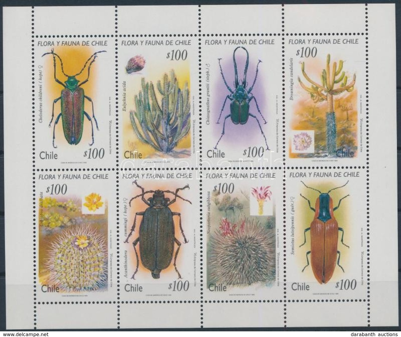 ** 1995 Kaktuszok és Bogarak Kisív,
Cacti And Beetles Mini Sheet
Mi 1658-1665 - Andere & Zonder Classificatie