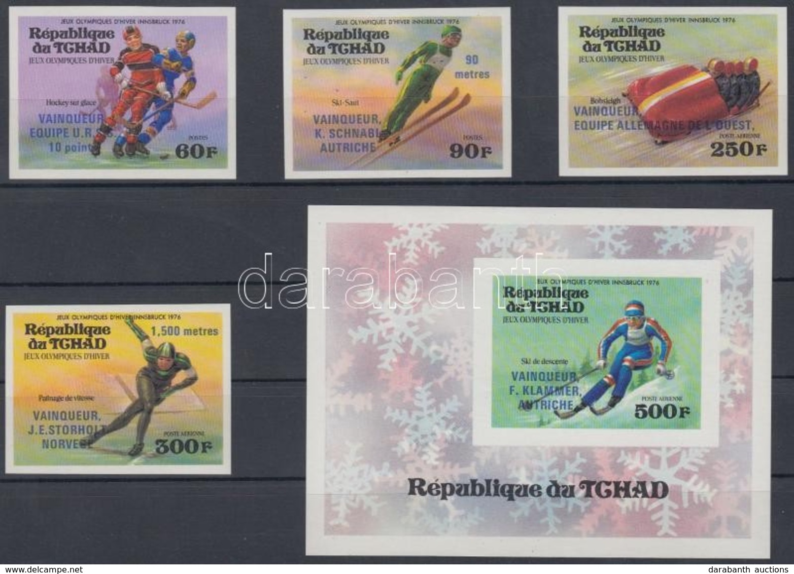 ** 1976 Téli Olimpiai éremgyőztesek Vágott Sor és Blokk / Mi 731-734 + Block 63 Imperforate - Andere & Zonder Classificatie