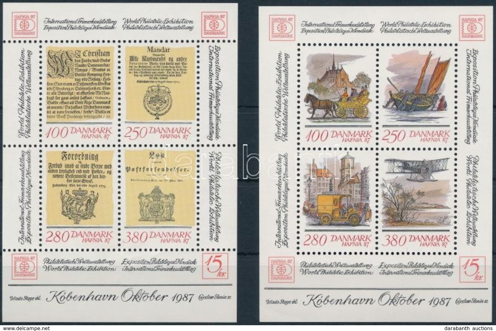 ** 1985 1985+1986 Bélyegkiállítás, HAFNIA '87, Koppenhága (I) + (II) Blokkok,
1985 + 1986 Stamp Exhibition, HAFNIA '87,  - Sonstige & Ohne Zuordnung