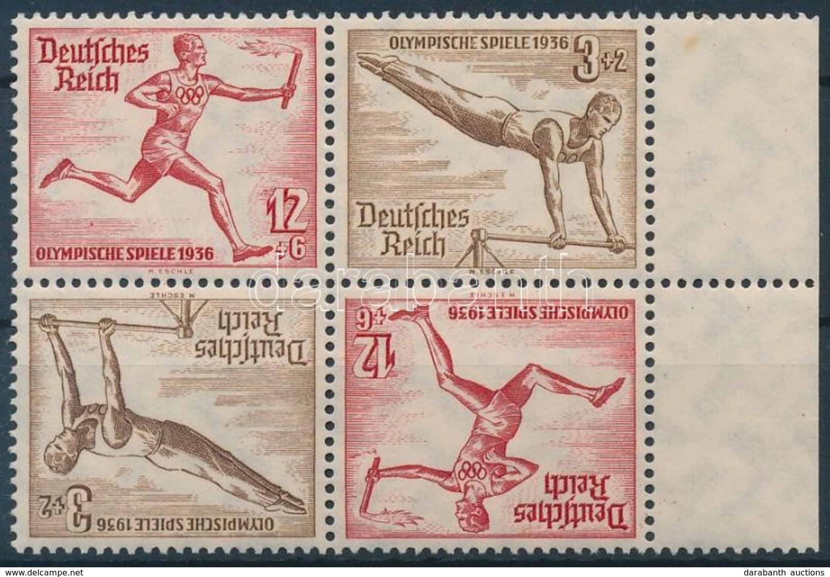 ** 1936 Nyári Olimpia 2 Fordított Párt Tartalmazó ívszéli Bélyegfüzet összefüggés Mi SK28 - Autres & Non Classés