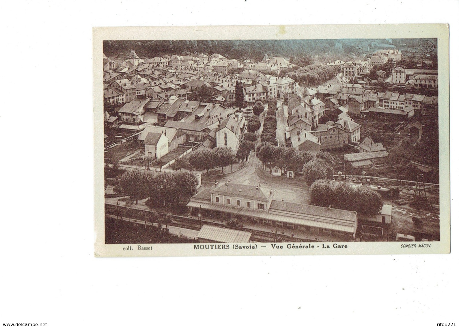 Cpa - 73 - Moutiers - Vue Générale - La Gare - Hotel - Fromages En Gros - Cim Coll. Basset - Moutiers