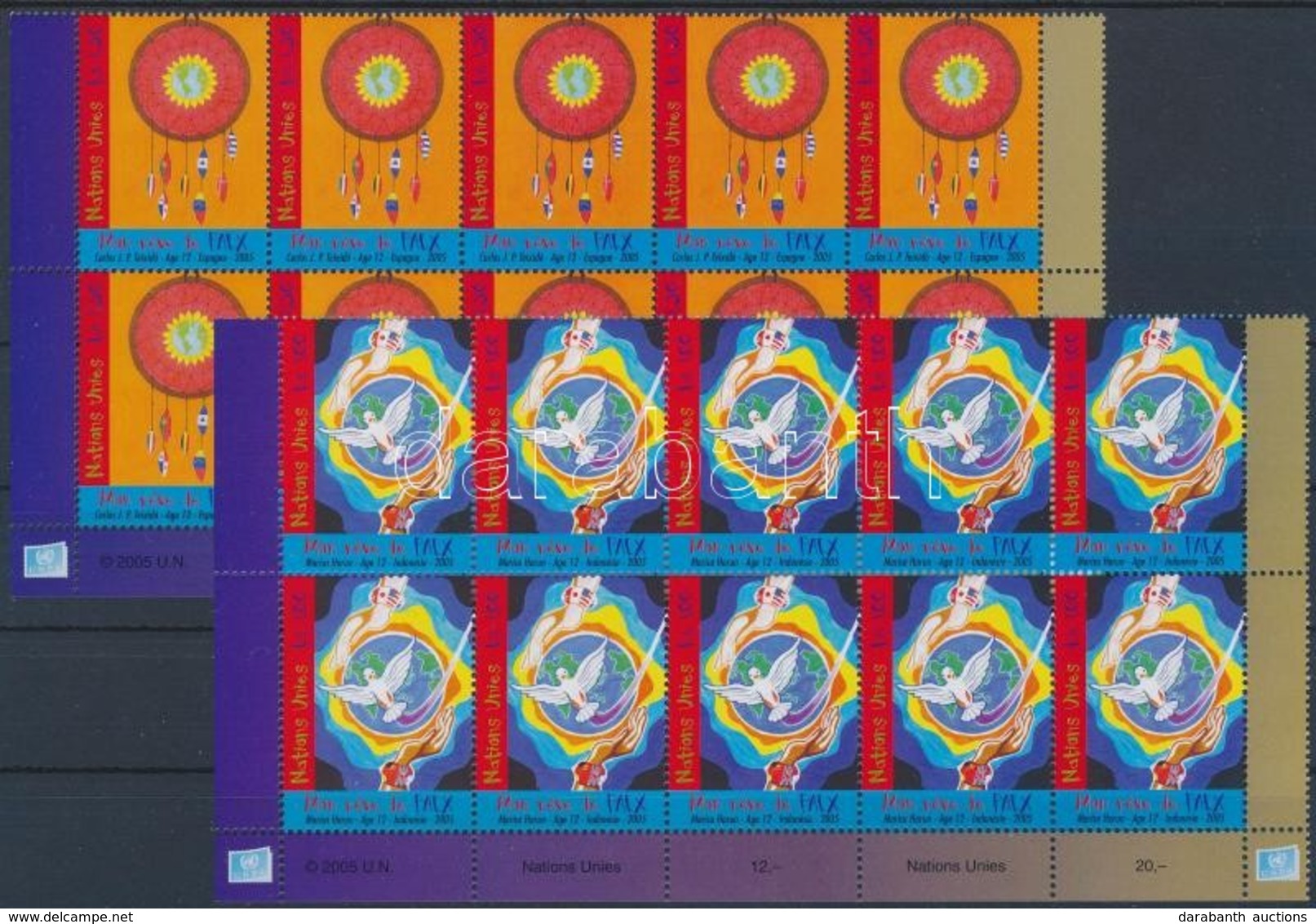 ** 2005 A Béke Világnapja Sor ívsarki 10-es Tömbökben Mi 526-527 - Otros & Sin Clasificación