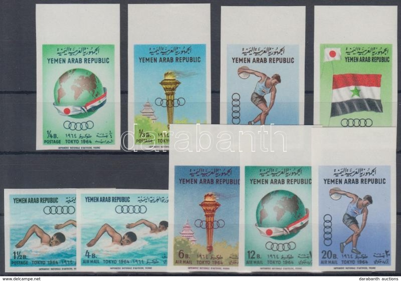 ** 1964 Nyári Olimpia, Tokió Vágott Sor Mi 359-367 B - Autres & Non Classés