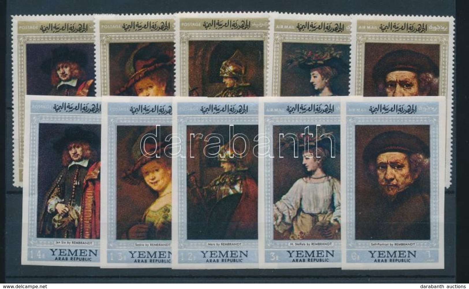 ** 1968 Rembrandt Festményei Fogazott Sor B751-755 + Vágott Sor B756-760 + Fogazott Blokk B74A + Vágott Blokk B74B - Sonstige & Ohne Zuordnung