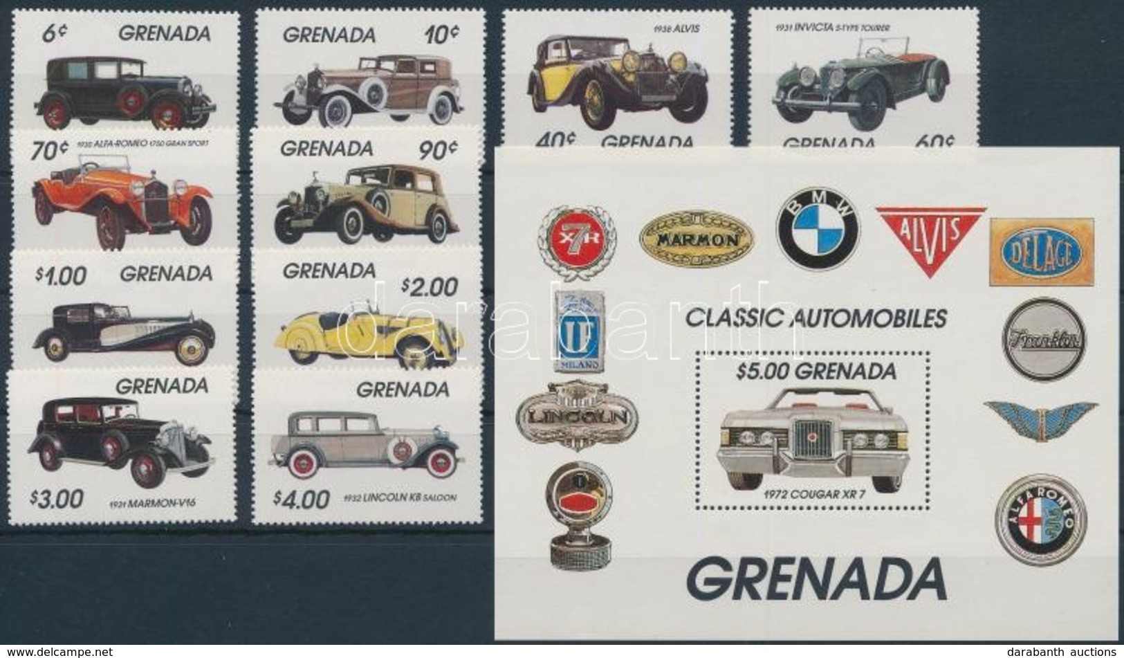 ** 1983 Autó Sor + Blokk,
Car Set + Block
Mi 1216-1225 + 115 - Other & Unclassified