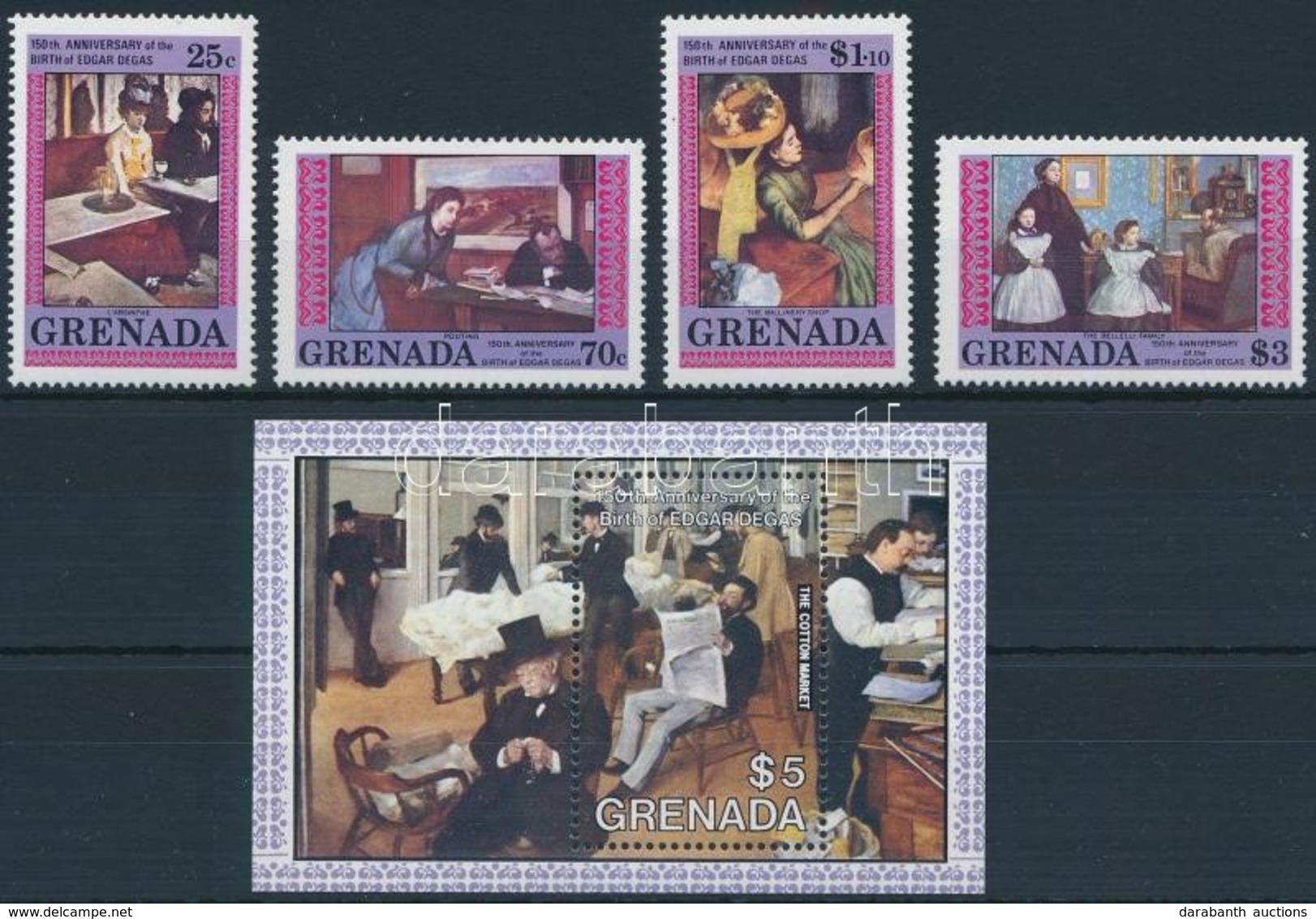 ** 1984 Edgar Degas Festő Sor + Blokk,
Edgar Degas Painter Set + Block
Mi 1317-1320 + 130 - Other & Unclassified