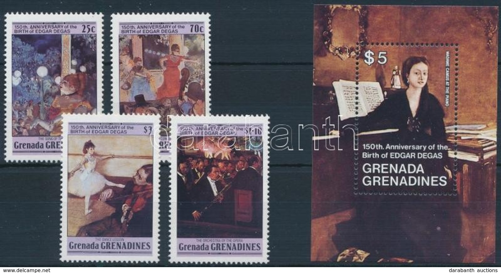 ** 1984 Edgar Degas Festő Sor + Blokk,
Edgar Degas Painter Set + Block
Mi 621-624 + 84 - Other & Unclassified