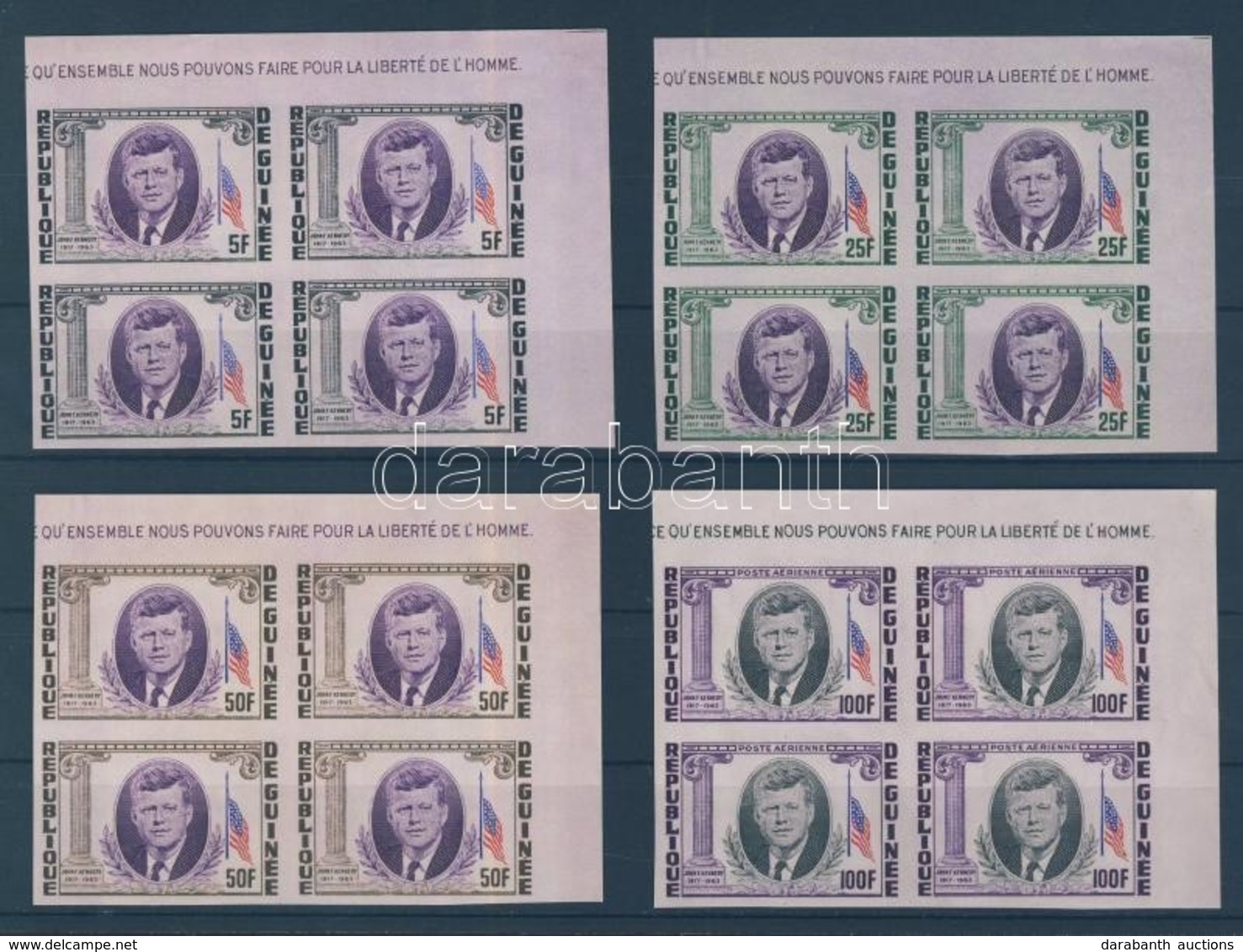 ** 1964 4db John F. Kennedy Vágott Sor 4-as Tömbökben Mi 226A-229A - Other & Unclassified