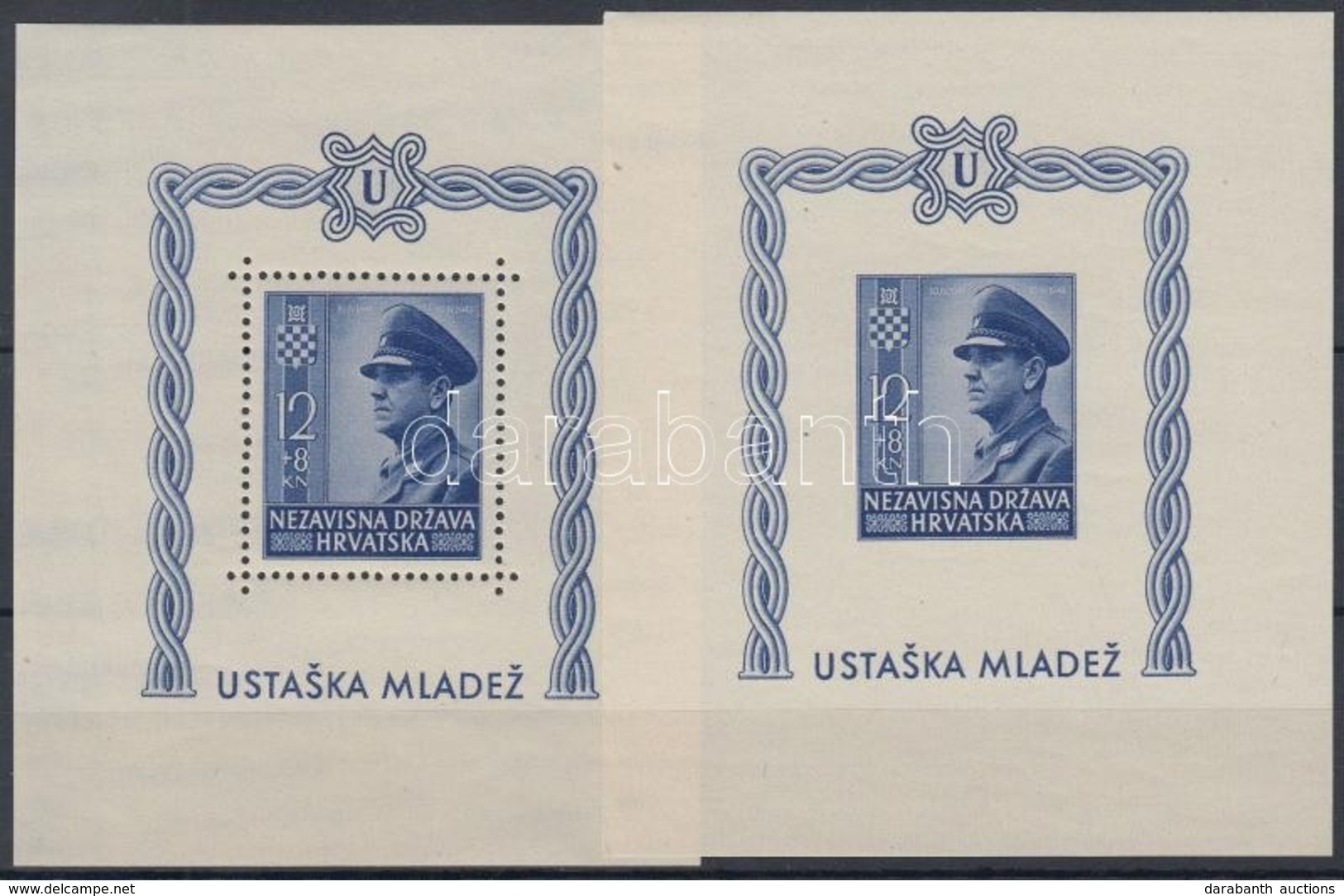 ** 1943 Usztasa Ifjúság Blokkpár Mi 4 A+B - Otros & Sin Clasificación