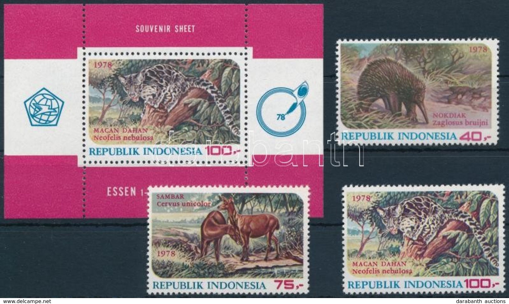 ** 1978 Állatok Sor + Blokk,
Animals Set + Block
Mi 908-910 + Mi 26 - Other & Unclassified