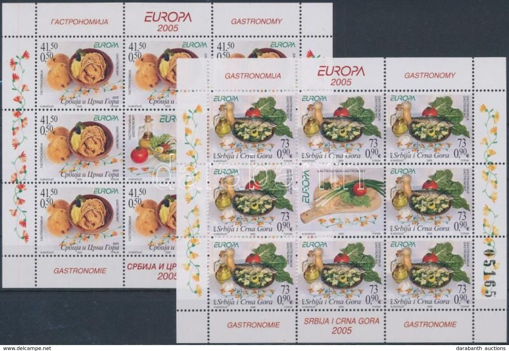 ** 2005 Europa CEPT Gasztronómia Kisív Sor,
Europa CEPT Gastronomy Mini Sheet Set
Mi 3269-3270 - Andere & Zonder Classificatie