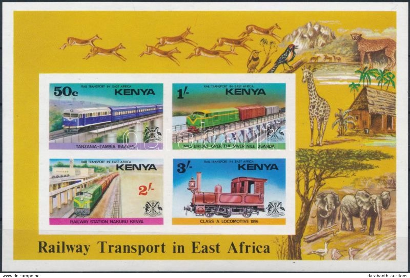 ** 1976 Vasúti Közlekedés Kelet-Afrikában Vágott Blokk Mi 3 - Andere & Zonder Classificatie