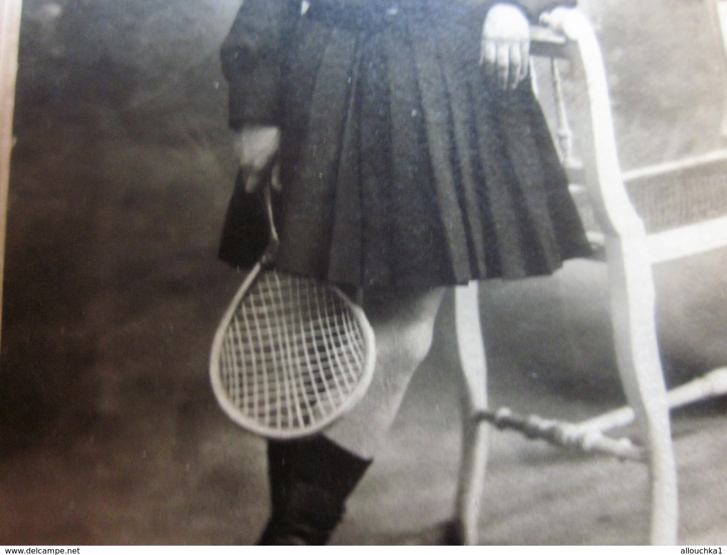 Années(±)1909 TENNIS JEUNE FILLE TENUE SPORTIVE MARIN AV RAQUETTE Photographie GAULARD MARSEILLE -Photo Originale Photos - Sports