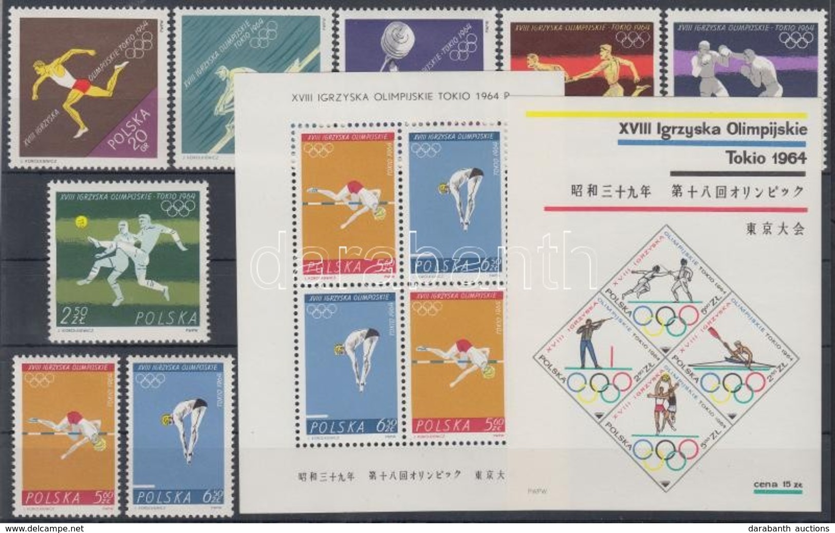 ** 1964 Tokiói Olimpia Sor Mi 1514-1521 + Blokksor 33-34 - Other & Unclassified