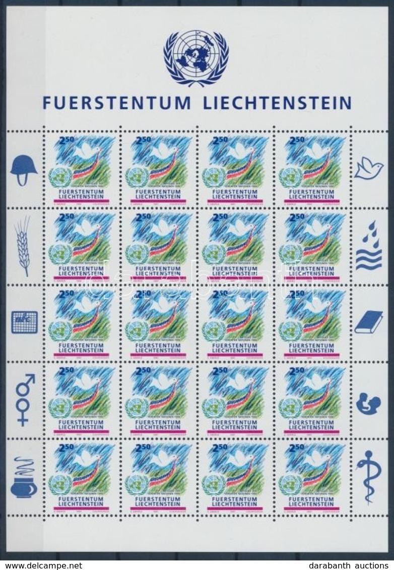 ** 1991 Liechtenstein Csatlakozása Az ENSZ-hez Kisív Mi 1015 - Andere & Zonder Classificatie