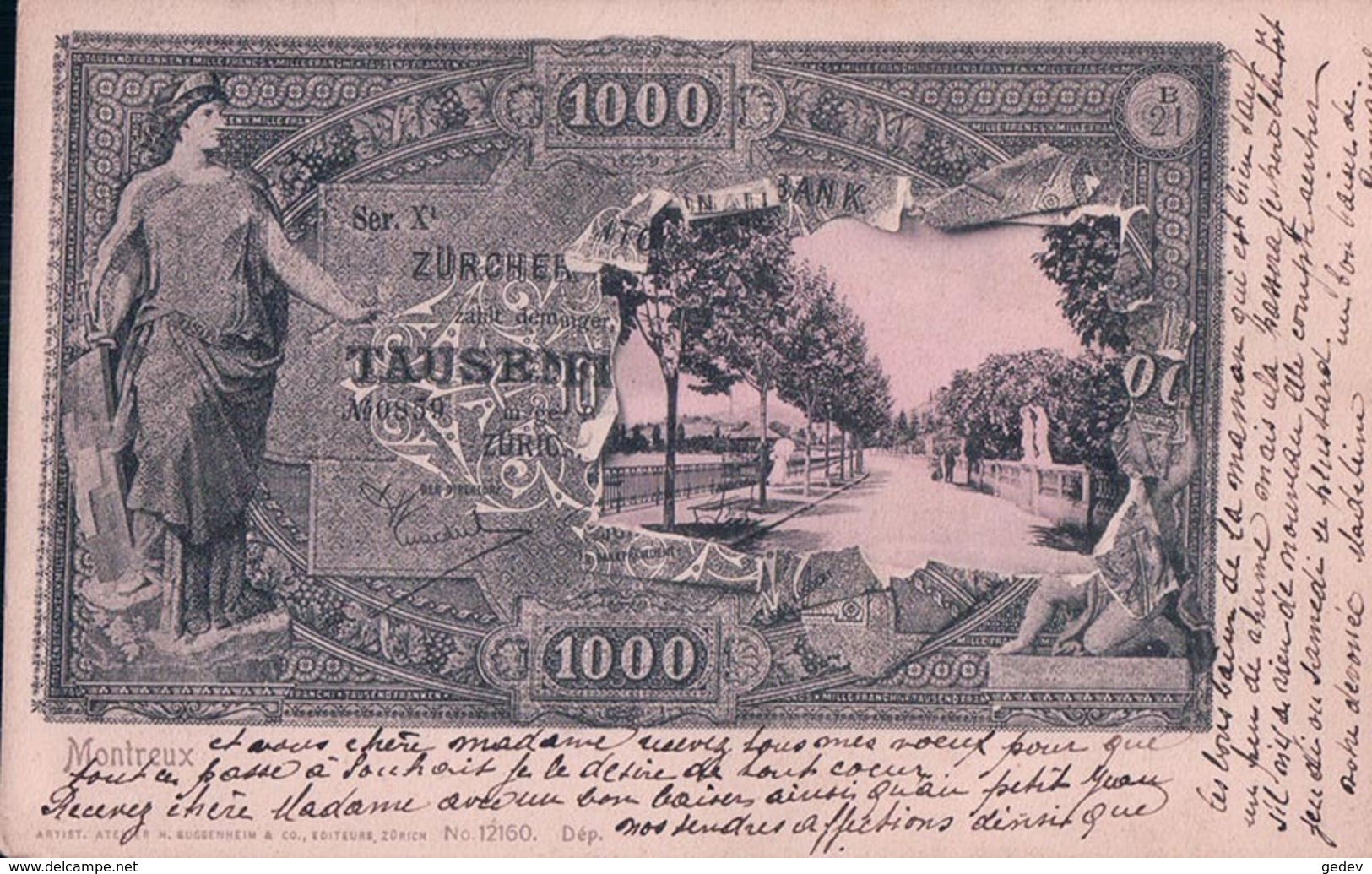 Montreux Suisse Sur Billet De 1000 Frs (1534) - Monete (rappresentazioni)