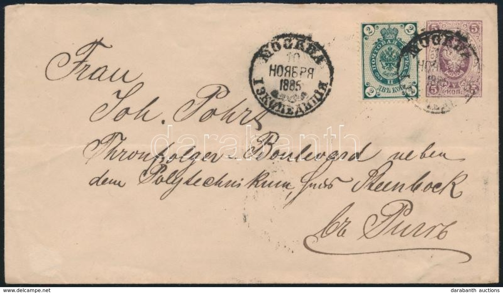 1885 Levél Rigába / Cover From Moscow To Riga - Sonstige & Ohne Zuordnung