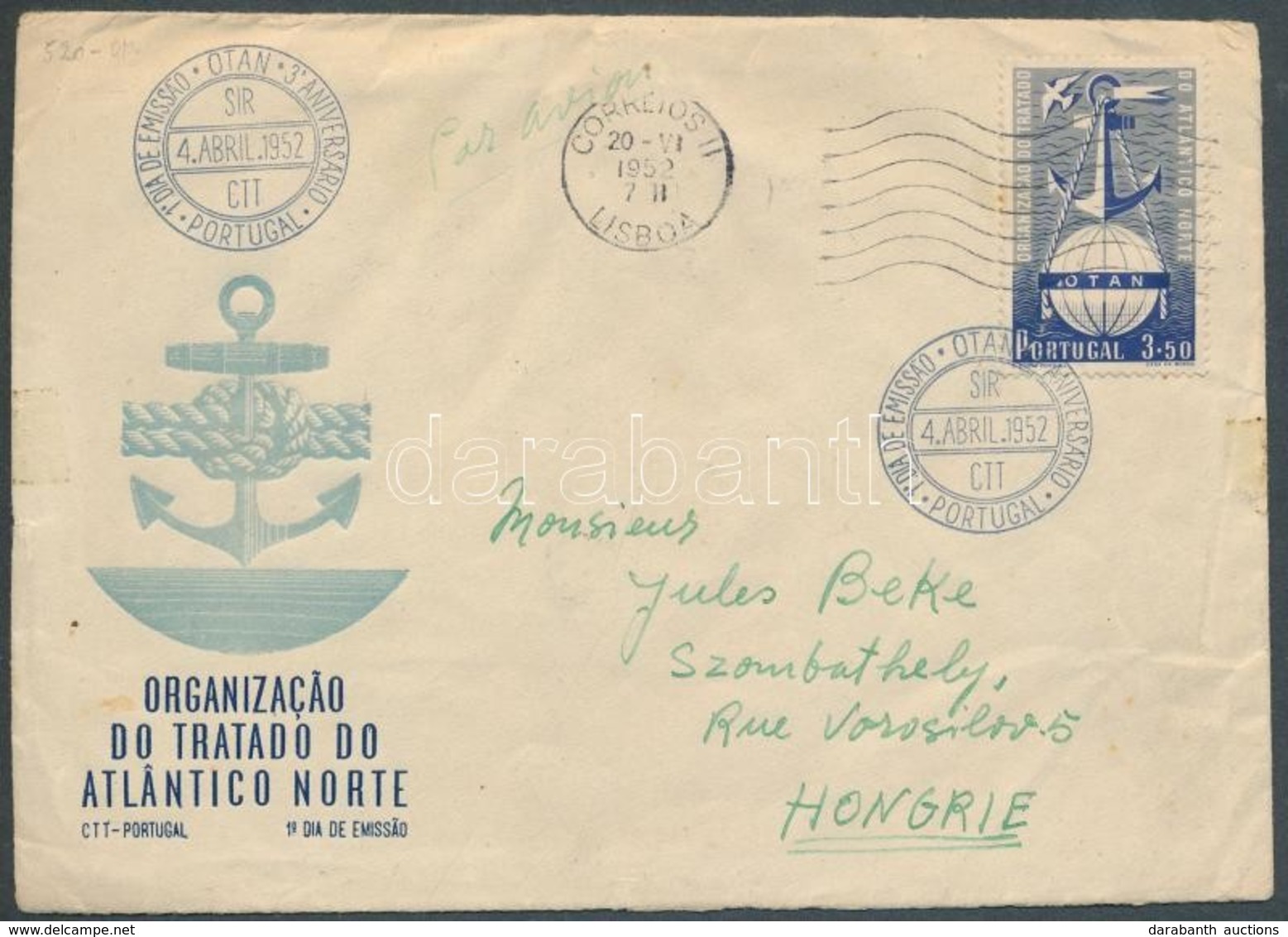 1952 NATO Mi 778-779 FDC Később Postázva - Sonstige & Ohne Zuordnung