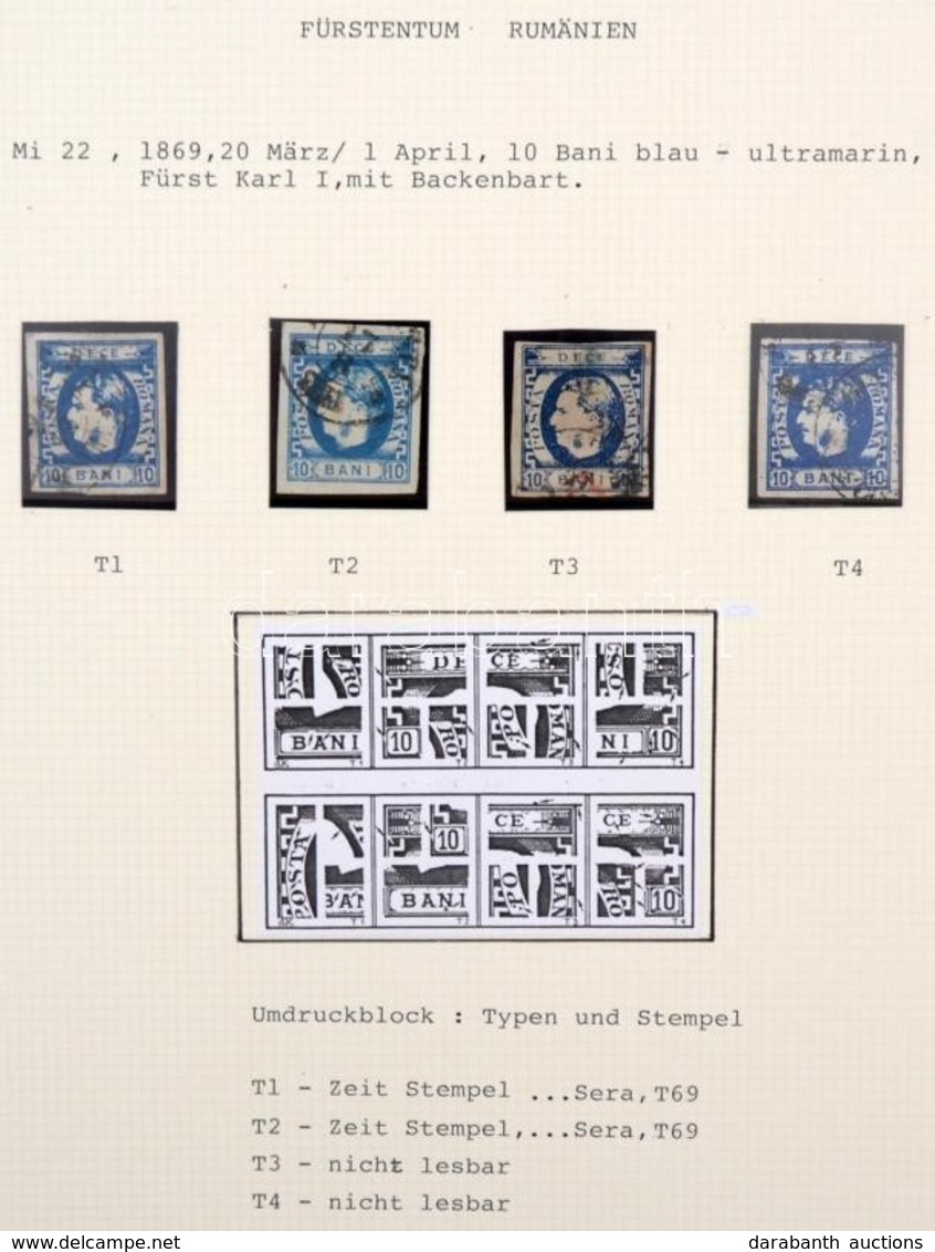 O 1869 Mi 22 Típusrekonstrukció, 4 Különféle Típusú Bélyeg - Andere & Zonder Classificatie