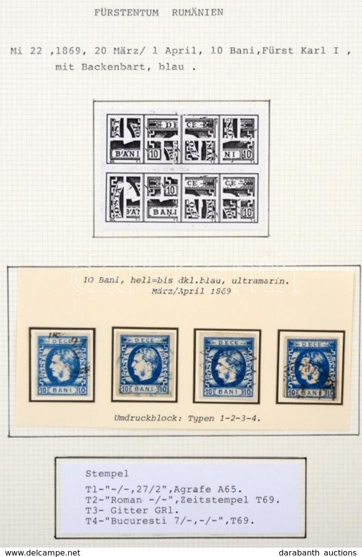 O 1869 Mi 22 Típusrekonstrukció, 4 Különféle Típusú Bélyeg - Andere & Zonder Classificatie