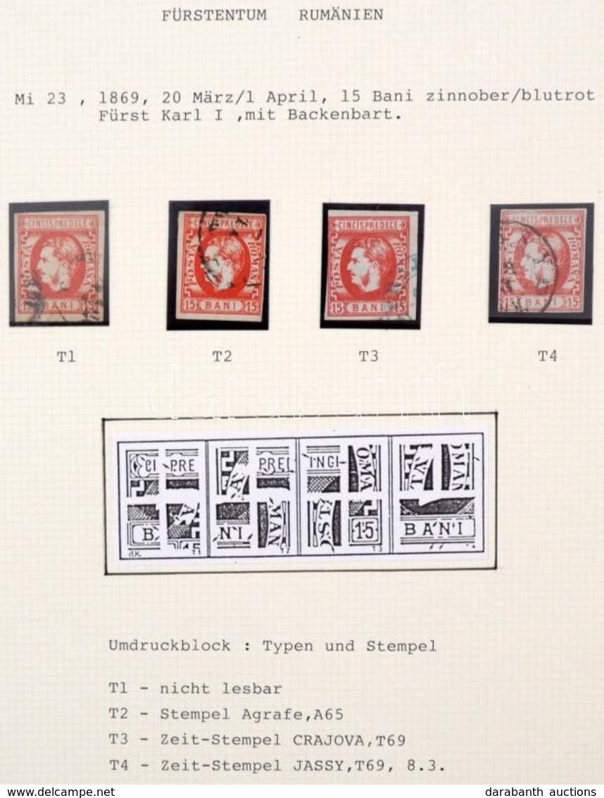 O 1869 Mi 23 Típusrekonstrukció, 4 Különféle Típusú Bélyeg - Andere & Zonder Classificatie